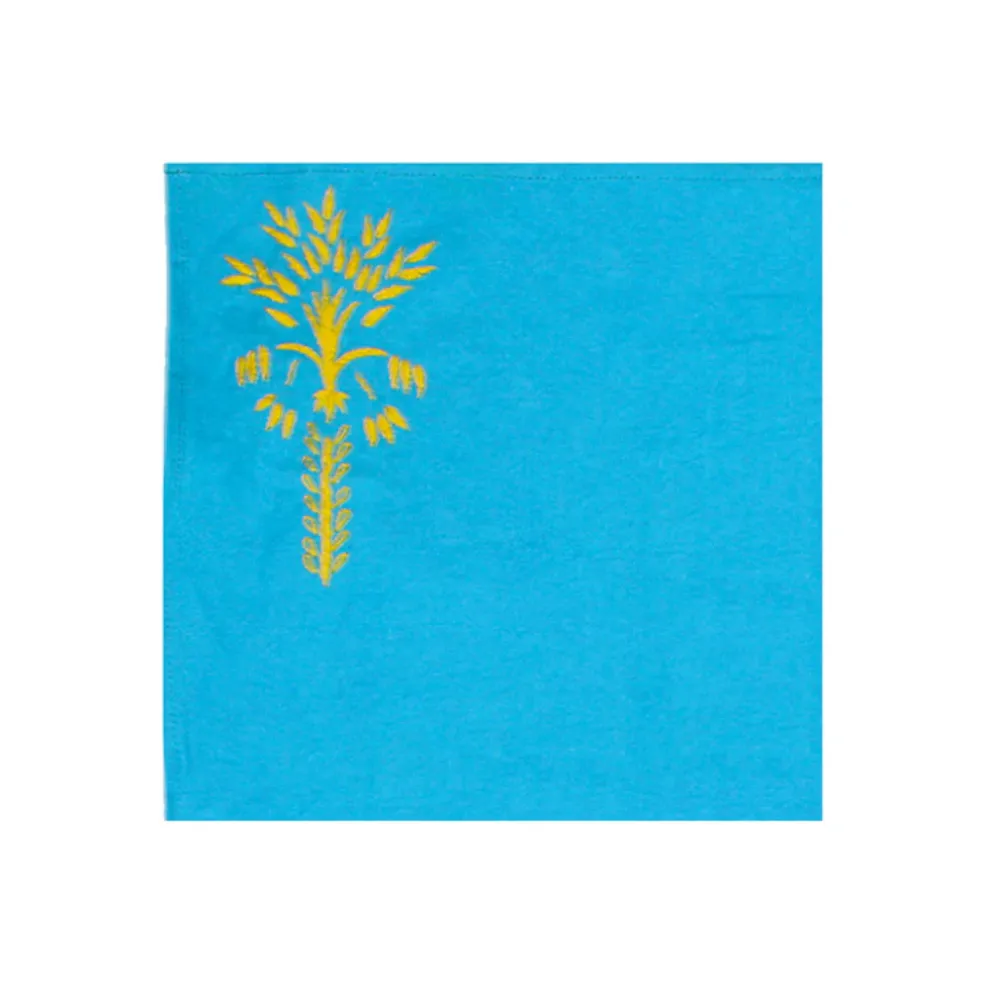 Hand embroidered linen napkin (Set of 4 Units)