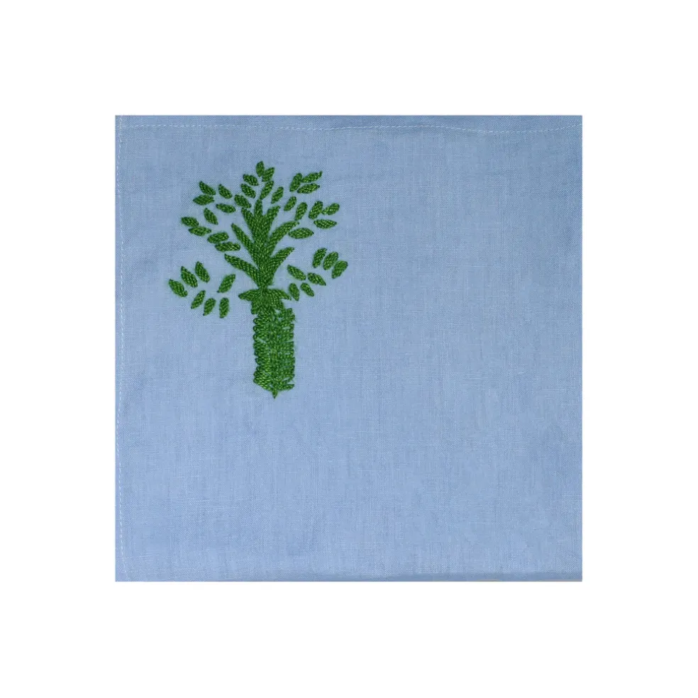 Hand embroidered linen napkin (Set of 4 Units)