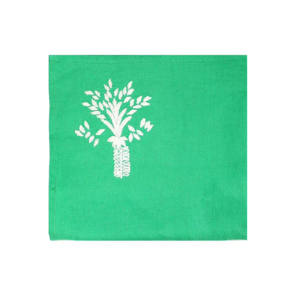 Hand embroidered linen napkin (Set of 4 Units)