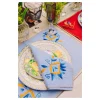 Hand embroidered linen tableware set (Set of 4 units)