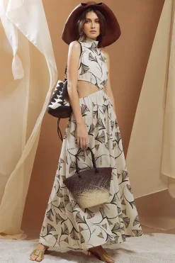 High Neck Cut Out Maxi Dress