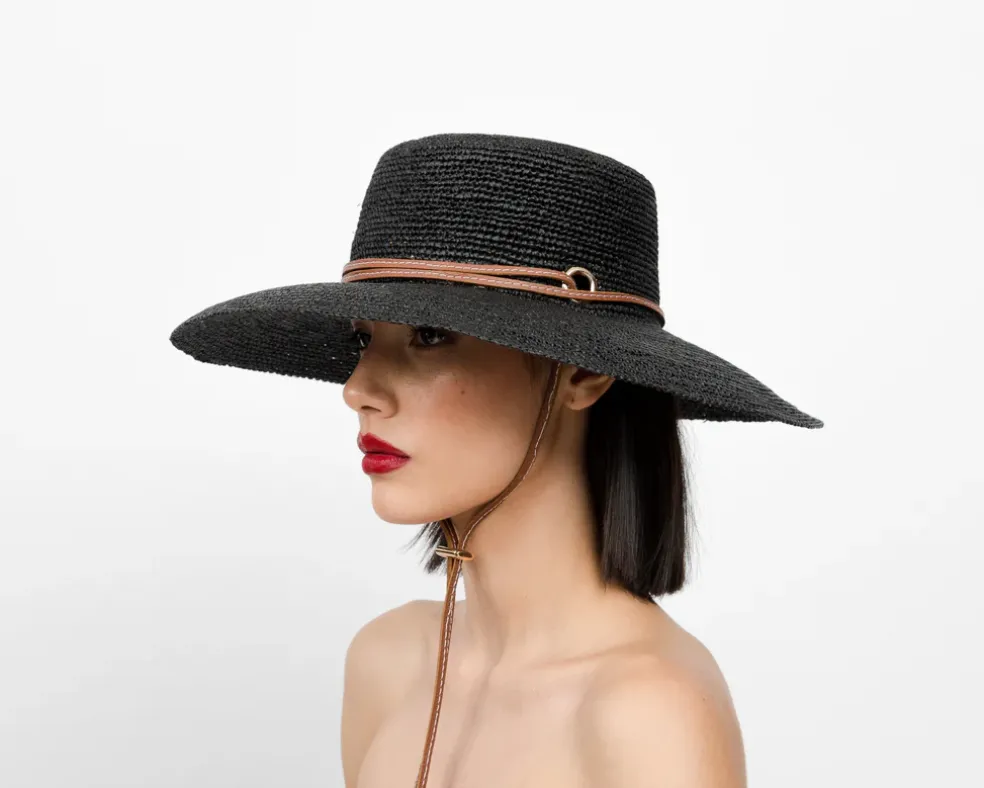 Lampshade Cordovan Crochet Long Brim Hat