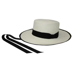 Long Brim Cordovan Hat With Riveted Edge and Inner Adjustable Ribbon