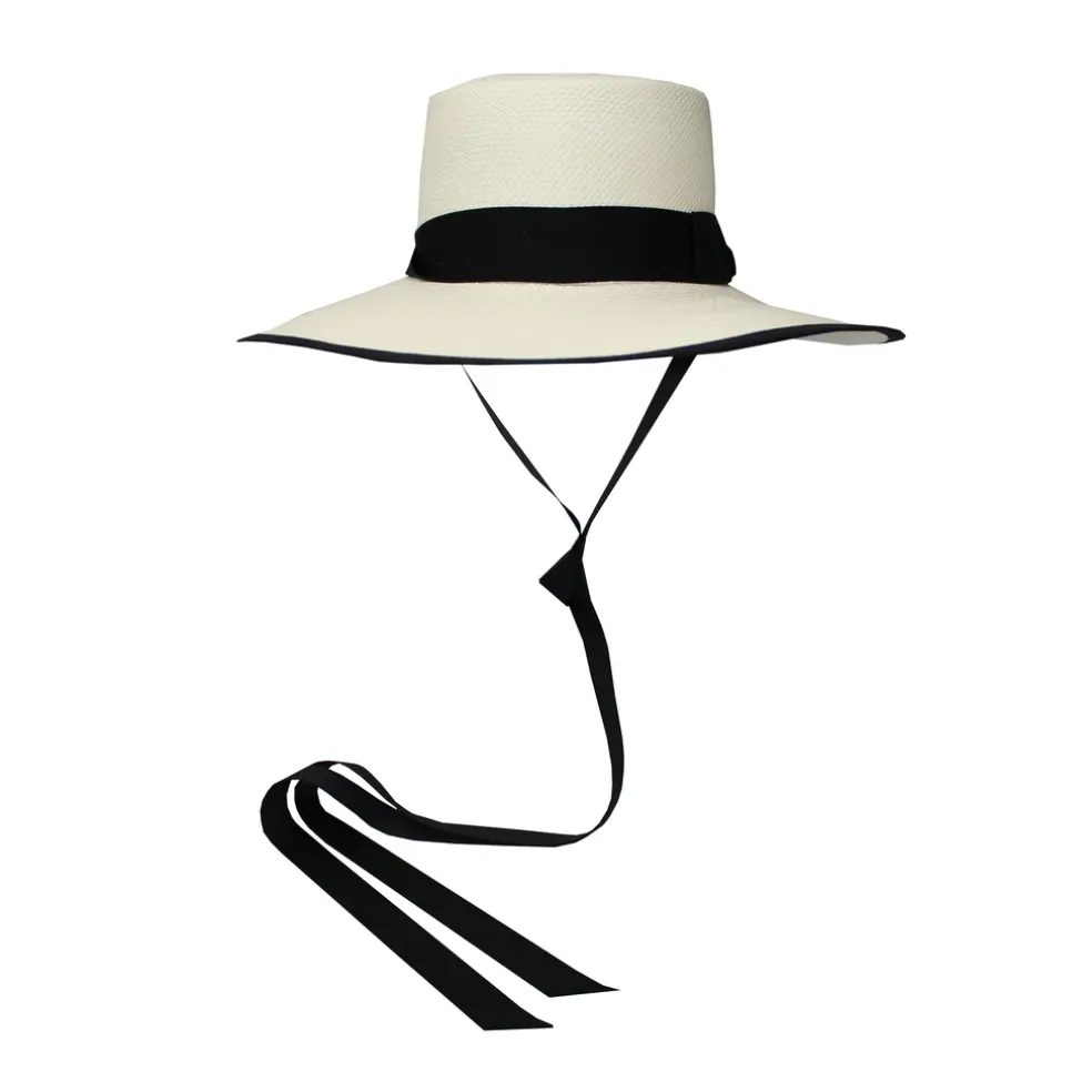 Long Brim Cordovan Hat With Riveted Edge and Inner Adjustable Ribbon