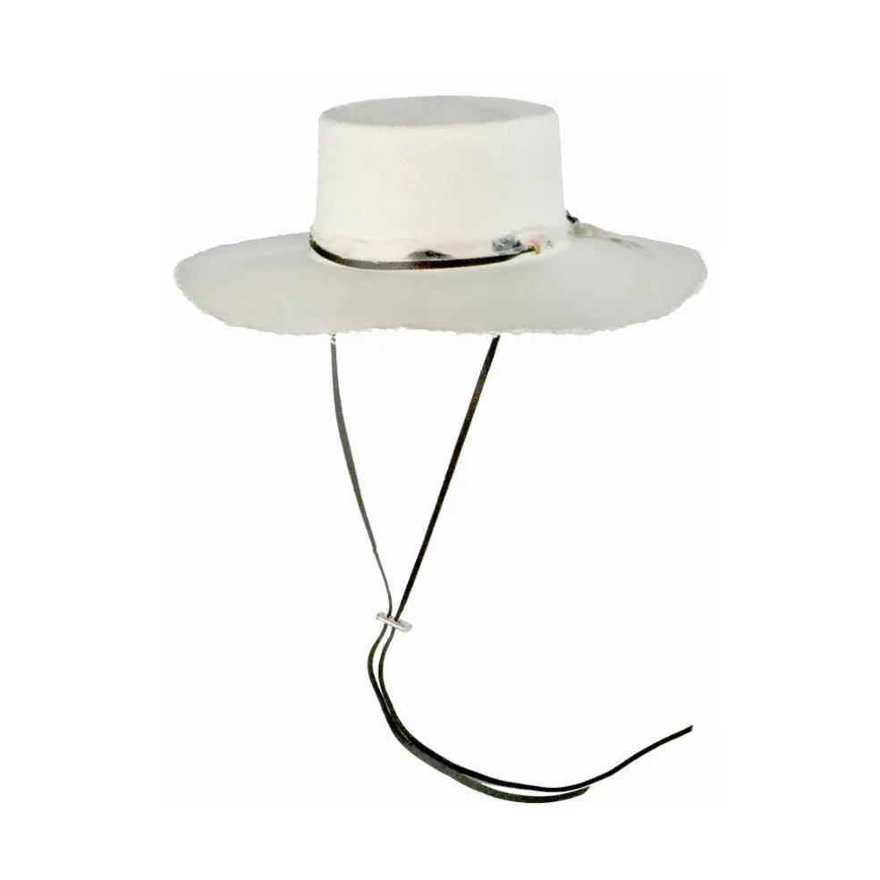 Long Brim Cordovan Hat With Leather Band