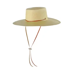 Long Brim Cordovan Hat With Leather Band