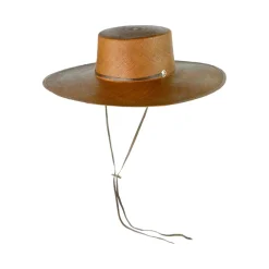 Long Brim Cordovan Hat With Leather Band