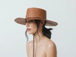 Long Brim Cordovan Hat With Braid Band