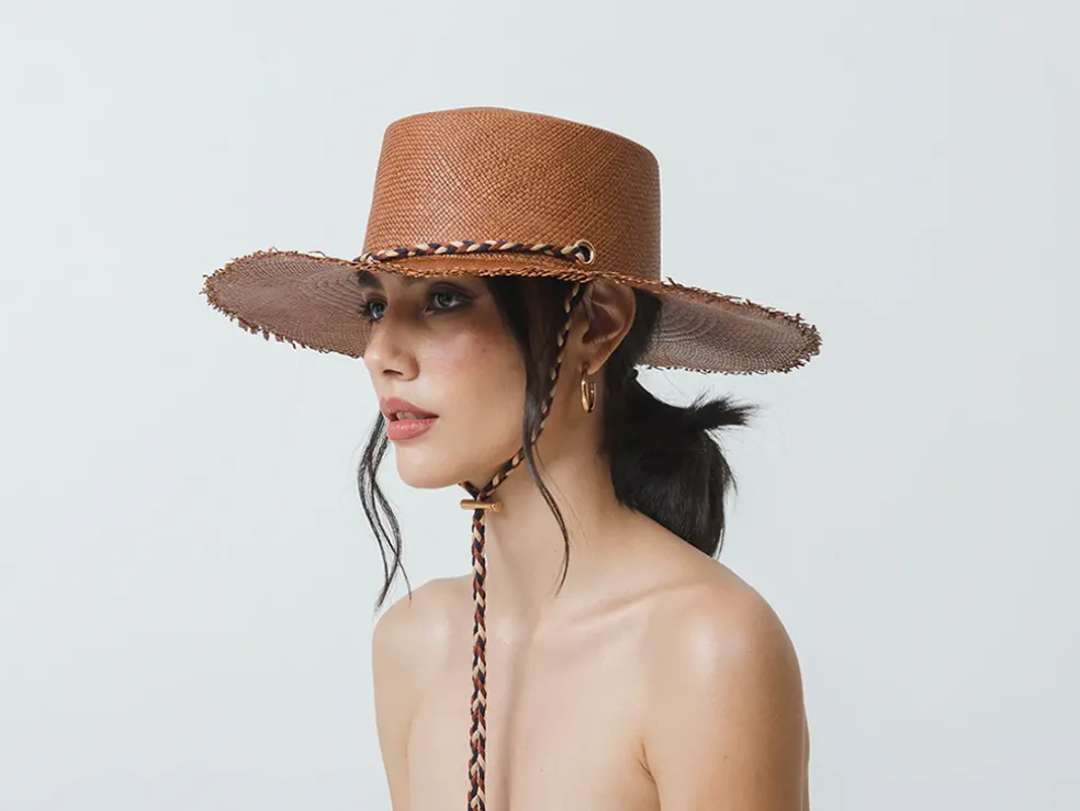 Long Brim Cordovan Hat With Braid Band