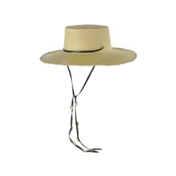 Long Brim Cordovan Hat with Leather & Seashells Band