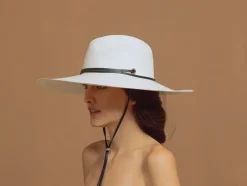 Long Brim Panama Hat with Leather Band