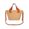 Maxi Canasta Straw Bag With Leather Handles And Removable Crossbody Leather Straps
