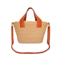 Maxi Canasta Straw Bag With Leather Handles And Removable Crossbody Leather Straps