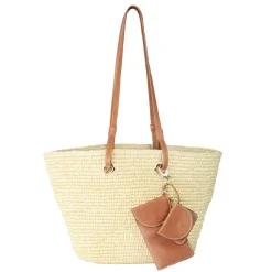 Maxi Oval Straw and Raffia Tote