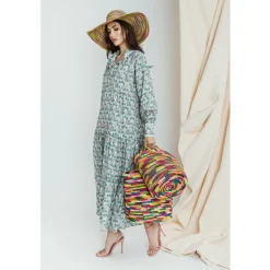Maxi Tote Woven Straw Multicolor