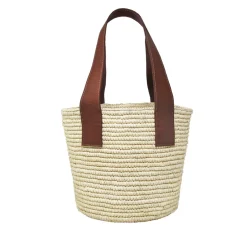 Maxi Tote Woven Straw With Leather Handle