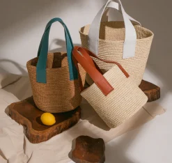 Maxi Tote Woven Straw With Leather Handle