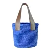 Medium Tote Woven Straw With Leather Handle