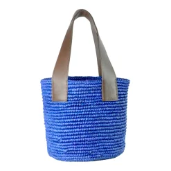 Medium Tote Woven Straw With Leather Handle
