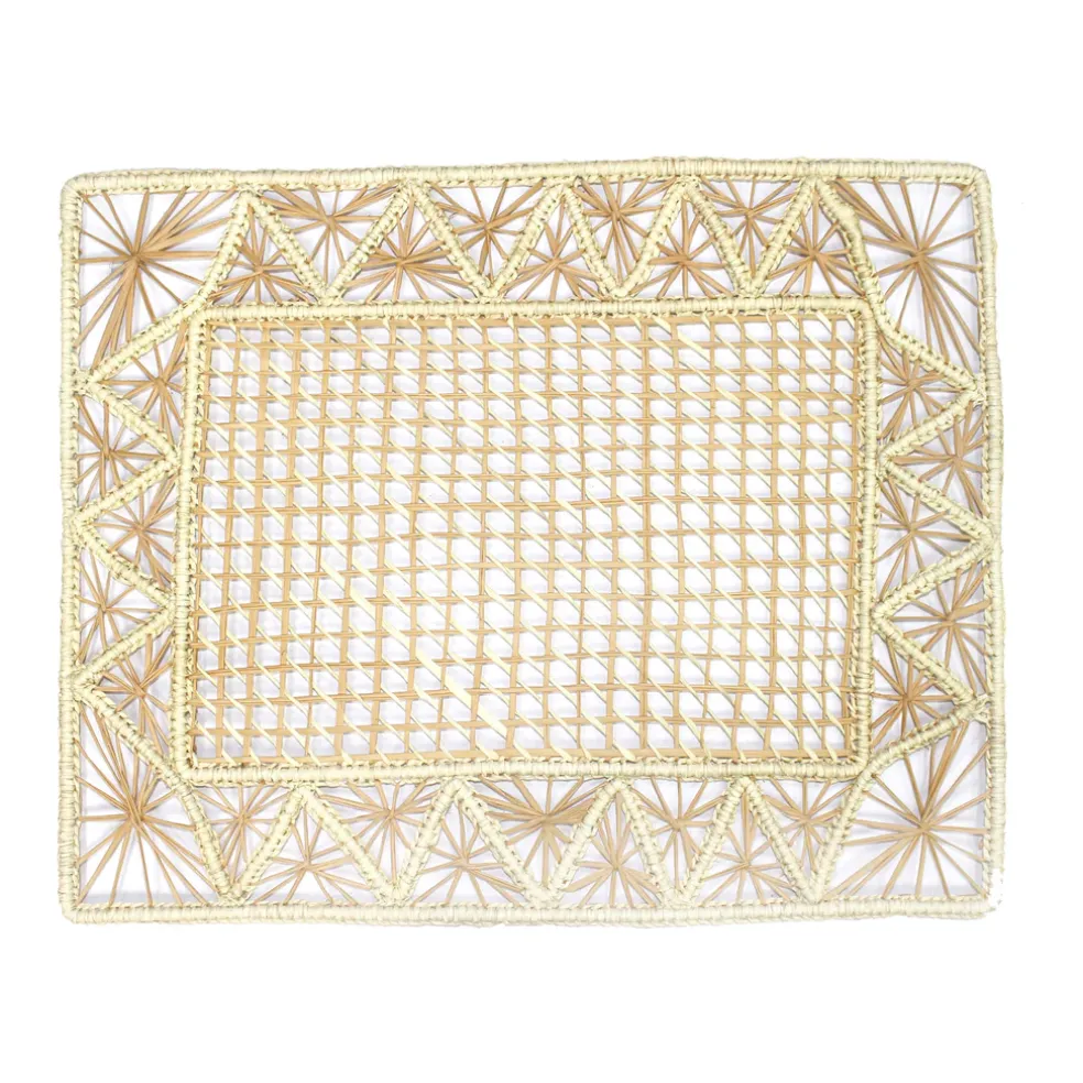 Open Weave Rectangular Placemat with coaster (Set of 2 Units)
