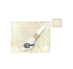 Open Weave Rectangular Placemat with coaster (Set of 2 Units)