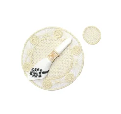 Open weave round Placemat with coaster (Set of 2 Units)