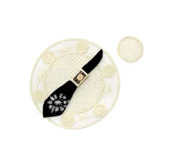Open weave round Placemat with coaster (Set of 2 Units)