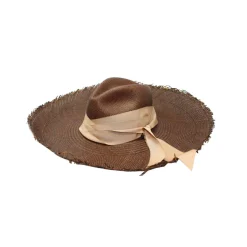 Panama Hat Frayed Long Brim With Triple Twist Band