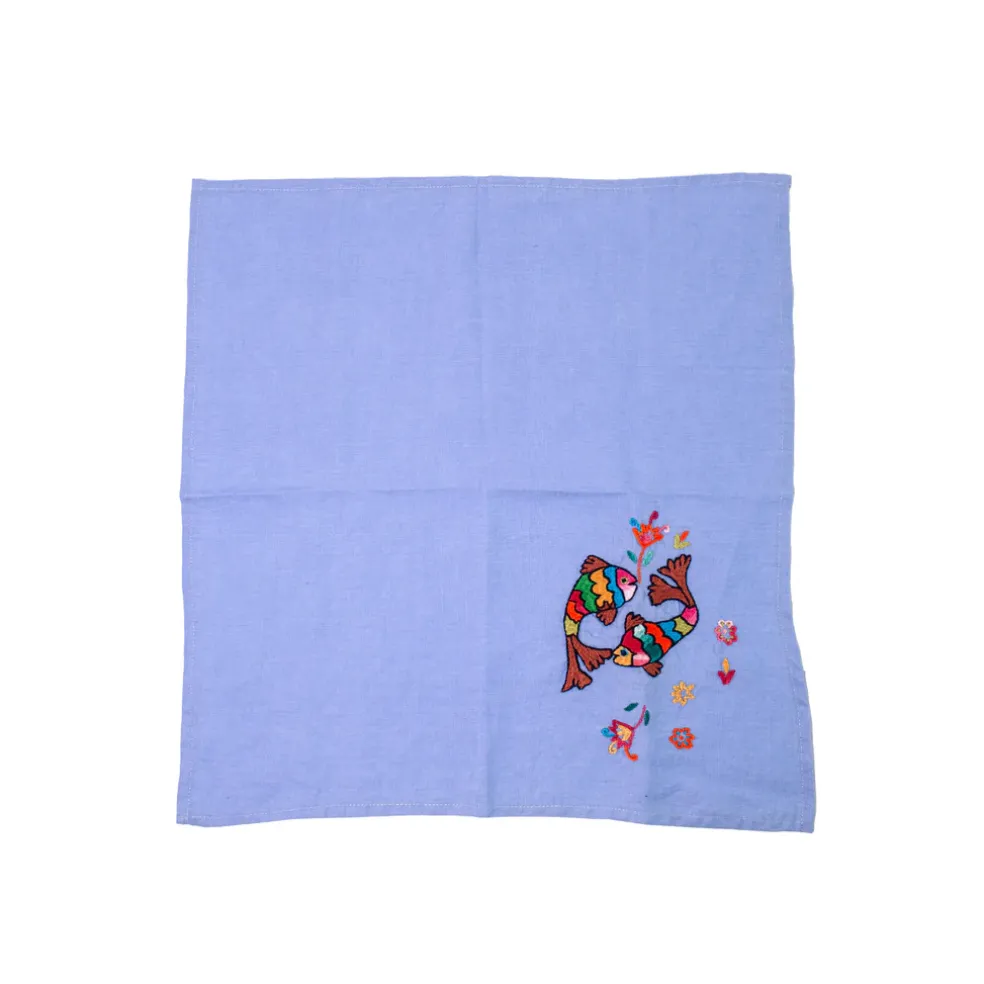 Pez Hand Embroidered Linen Napkin (Set of 4)
