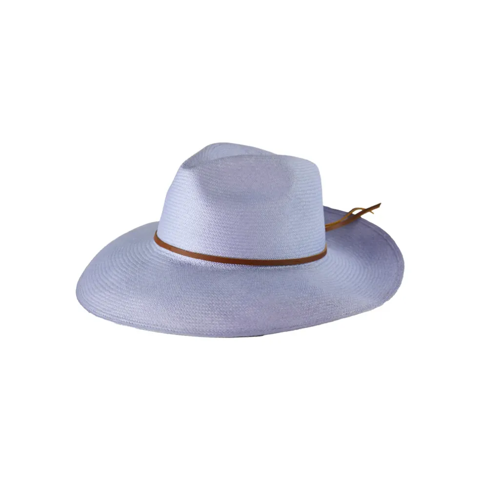Premium Panama Hat Long Brim with Leather