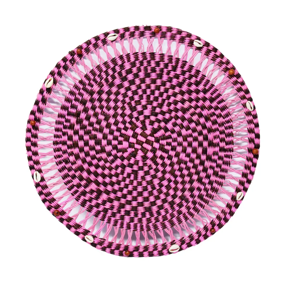Round Placemat with Beads & Seashells (Set of 2 Units)