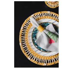 Round Placemat with beads and seashells (Set of 2 Units)