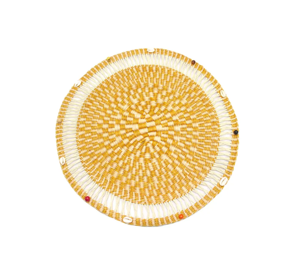 Round Placemat with beads and seashells (Set of 2 Units)