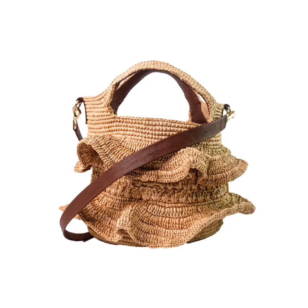 Ruffle Medium Bag with Leather Strap