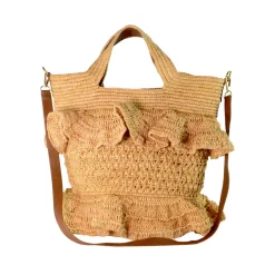 Ruffle Tall Bag With Leather Strap