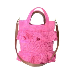 Ruffle Tall Bag With Leather Strap