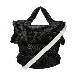 Ruffle Tall Bag With Leather Strap