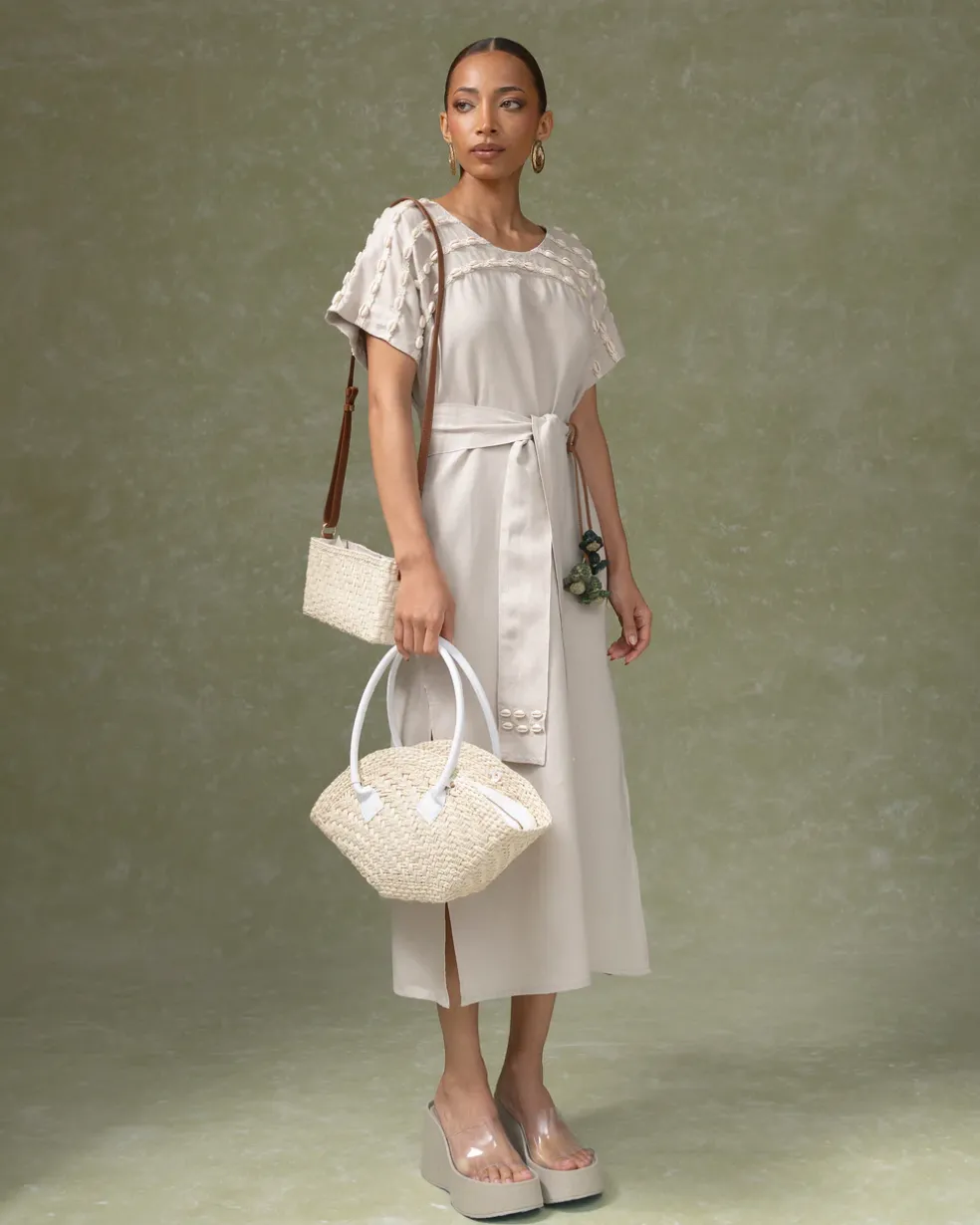 Seashell Embroidered Midi Kaftan