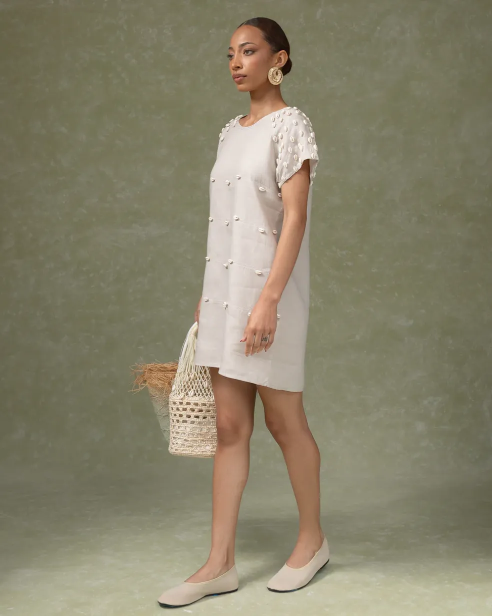 Seashell Embroidered Mini Kaftan