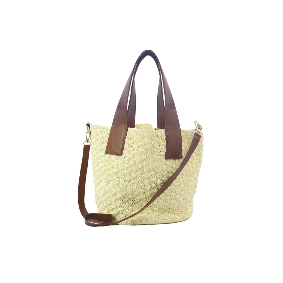Seashells Soft Maxi Tote with Leather Handle