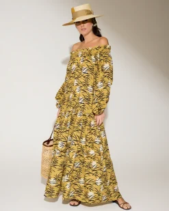 Strapless Balloon Sleeve Maxi Dress