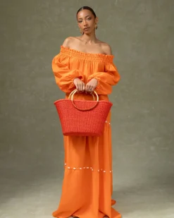 Strapless Balloon Sleeve Maxi Dress