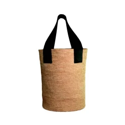 Tall Canasta With Leather Handles