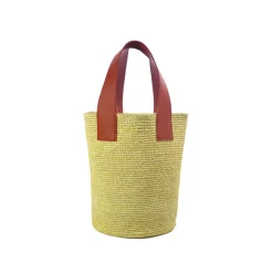 Tall Canasta With Leather Handles