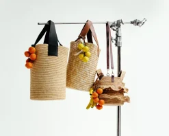 Tall Canasta With Leather Handles