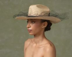 Texan Long Brim Hat With Tulle