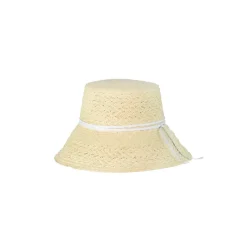 Texturized Straw Lampshade with Leather Band
