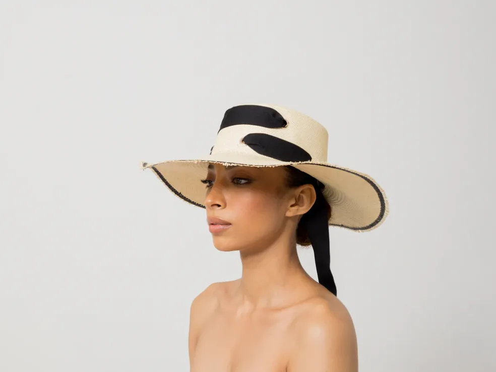 Two Tone Cordovan Long Brim Hat