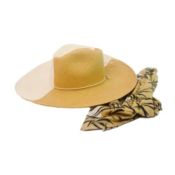 Two Tone Long Brim Aguacate Hat with Handkerchief