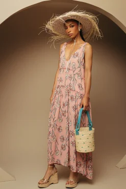 V Neck Gathered Dress